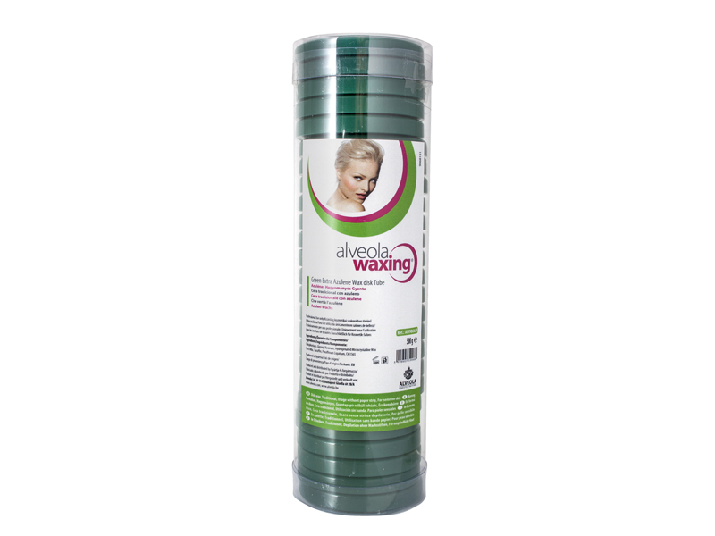 GREEN EXTRA AZULENE WAX Disk Tube 500 g. Zaļais ekstra – azulēna vasks diskos